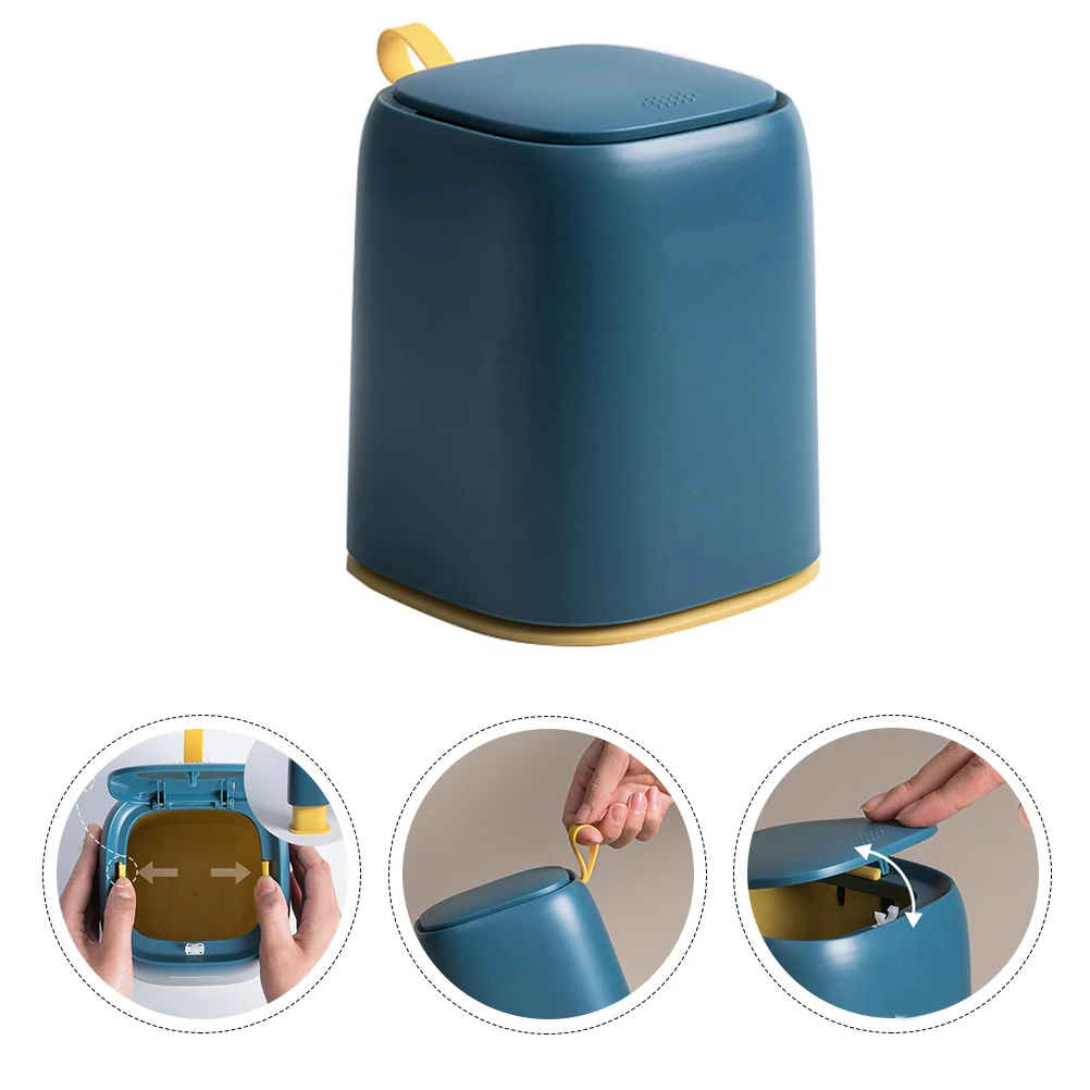 

Garbage Can Push Trash Cool Desktop Storage Bin Rustic Mini Tin Rectangular Office