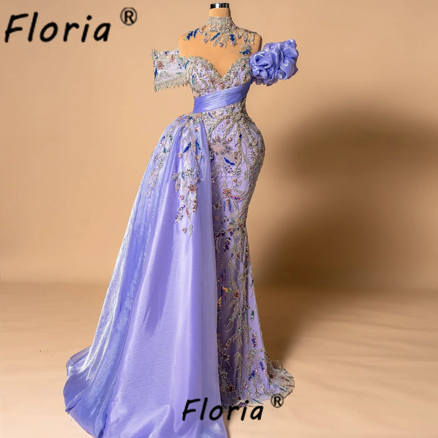 

Couture Heavy Beads Dubai Evening Dresses 2025 Colorful Stone Flower Appliques 3D Lace Wedding Engagement Dress Vestidos de gala