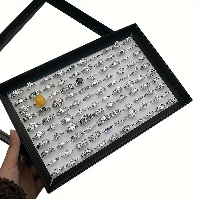 صندوق الخاتم، صندوق عرض المجوهرات، صندوق تخزين غطاء شريطي شفاف مقاوم للغبار، مضاد للأكسدة #4