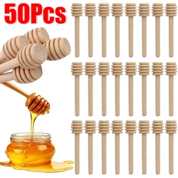 1-50PCS Honey Dipper Stick Long Handle Wood Honey Mixer Stir Practical Bar Spoon 8.4cm Honey Mixing Stick Kitchen Tools