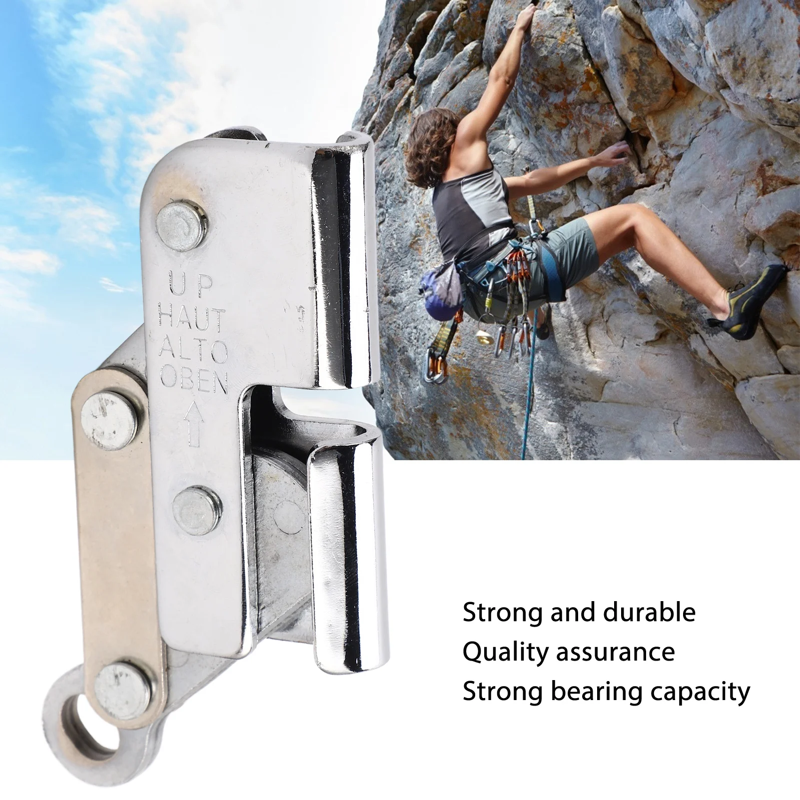 Climbing Anti Fall Rope Grab Alloy Steel Strong Bearing Capacity Self Locking Rope Grab for Tree Arborist Expedition