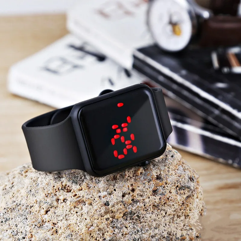 Fashion Sport Digital Watch Women Men Simple Square LED Watches Silicone Belt Women Electronic Wristwatches Clock Montre Femme