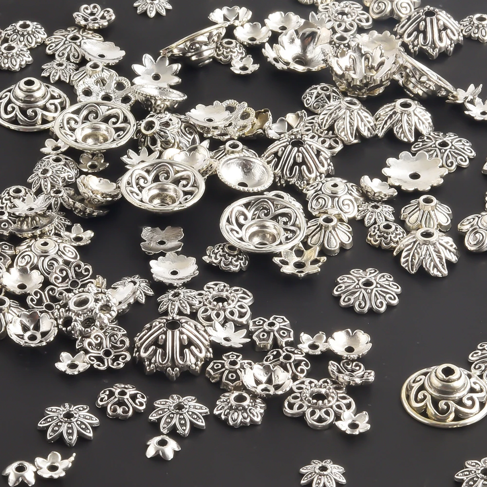

Antique Silver Color 50/100pcs Flower Bead Caps For Jewelry Making Supplies Fit DIY Bracelets Pendant Boho Accessories Connector