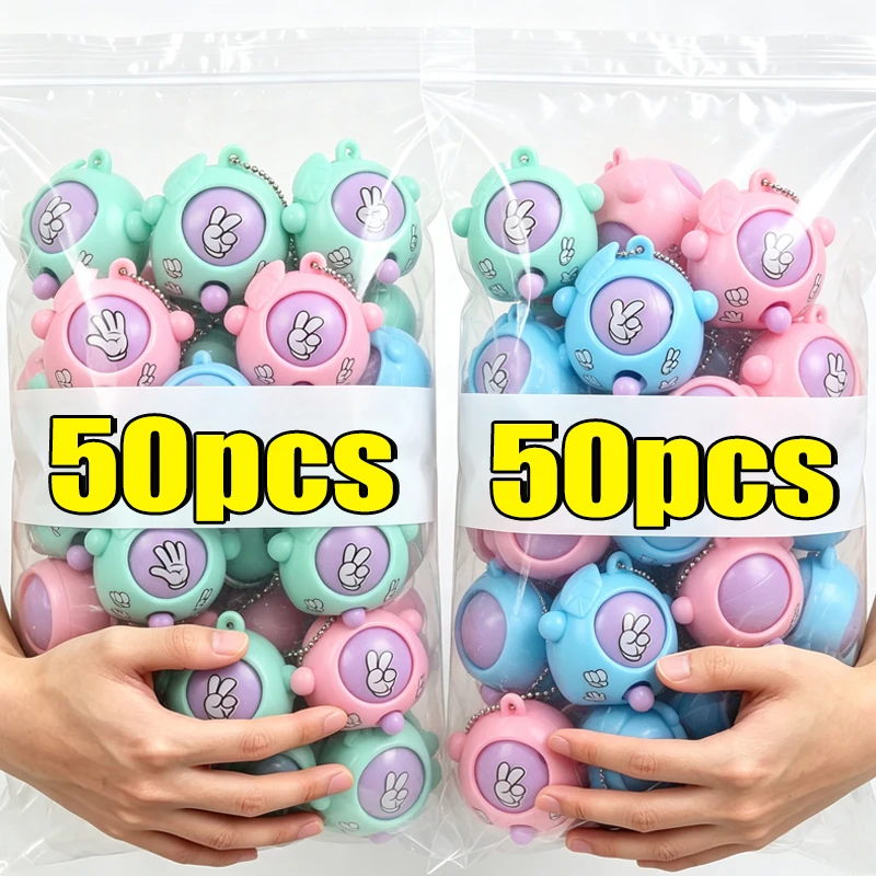1-50pcs Scissors, Stone ,Cloth, Face Changing Egg Twisting Toy Pendants Rock Paper Scissors Egg Guessing Keychains Creative Gift