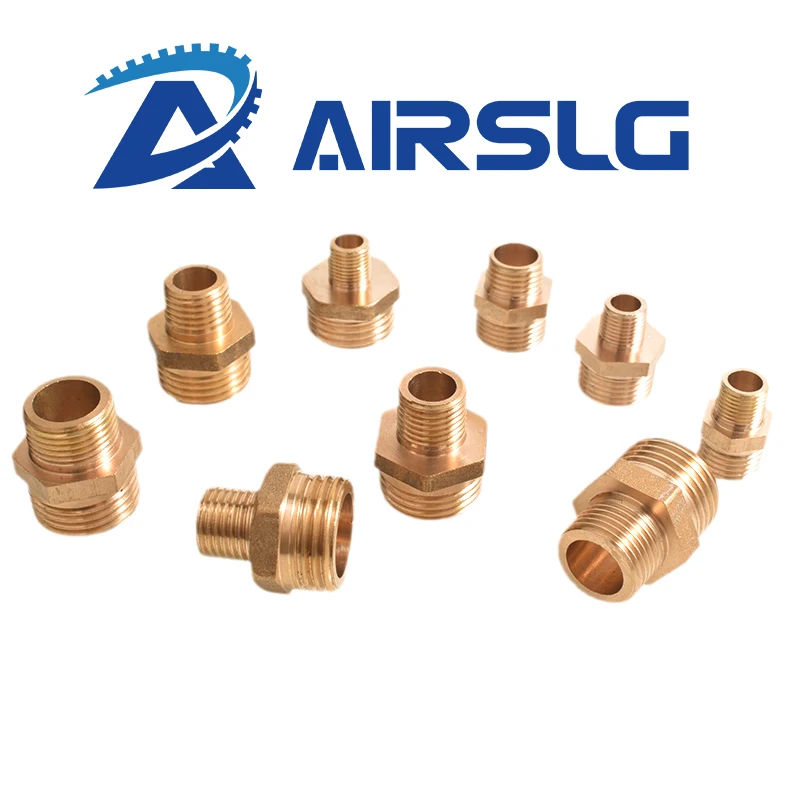 Brass Pipe Hex Nipple Fitting Quick Coupler Adapter 1/8 1/4 3/8 1/2 3/4 1 BSP Male to Male Thread Water Oil Gas Connector