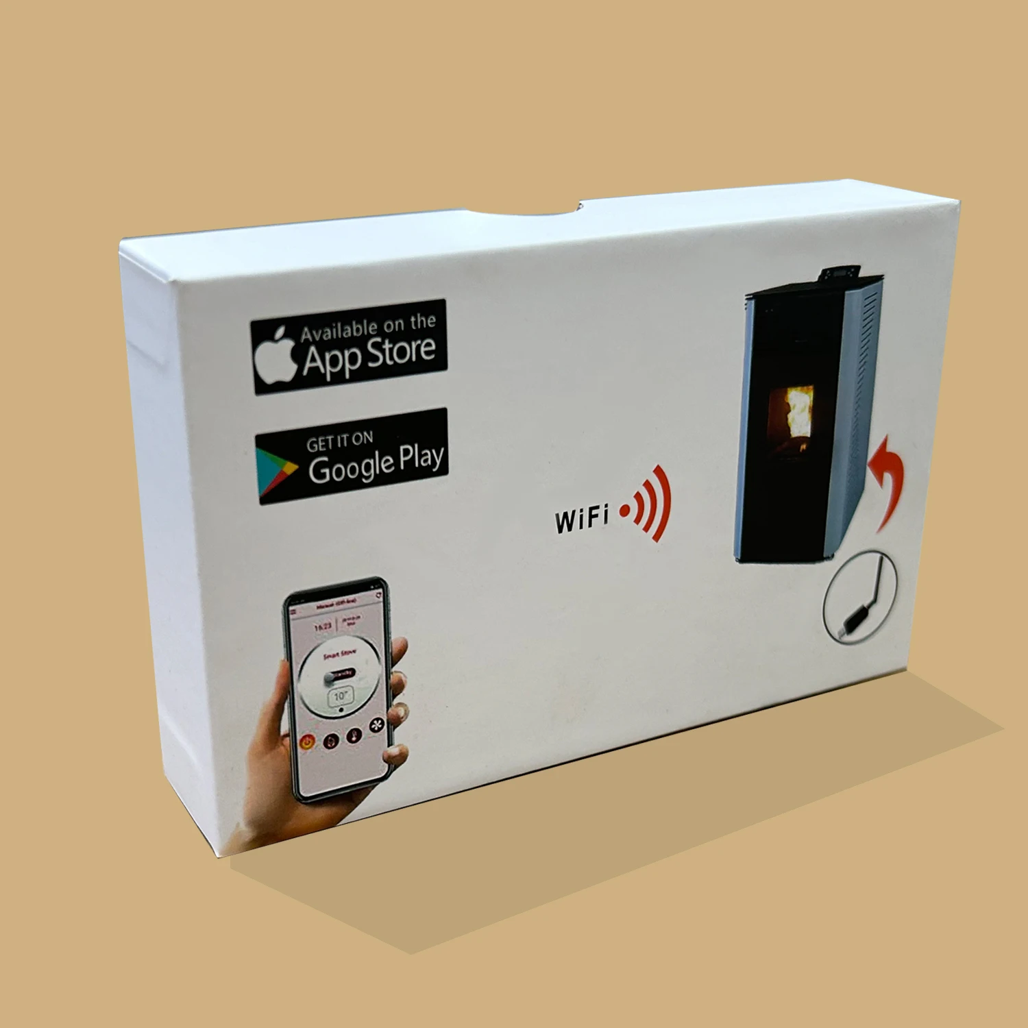 モダンデザインのポータブルWiFiペレットストーブ、自立型メタル暖炉、リモコン付属