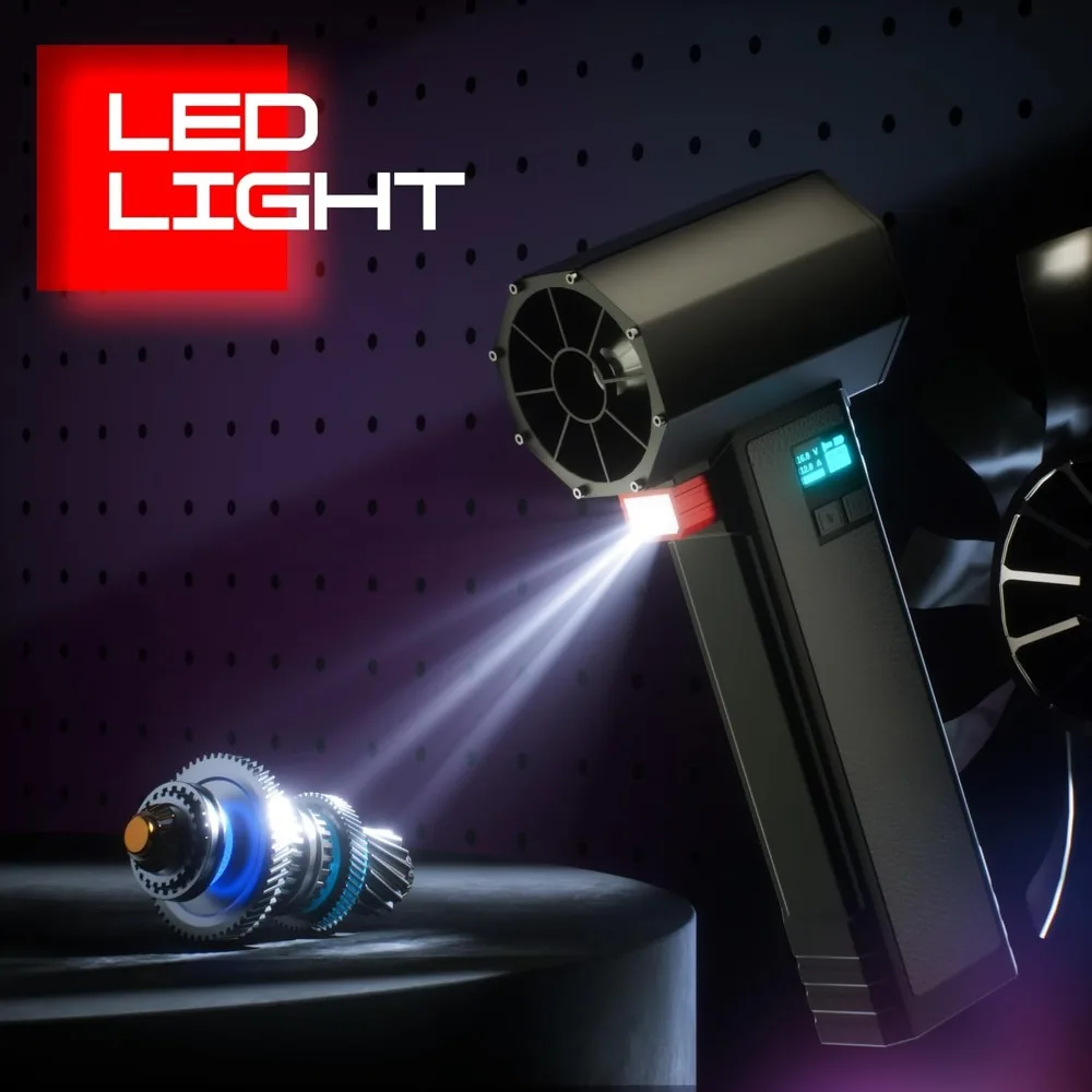 منفاخ مجفف توربو للسيارة، دفع يصل إلى 3.5 رطل، أقصى قوة 750 وات و64 ملم منفاخ أوراق شجر لاسلكي فائق الكهرباء، للفناء