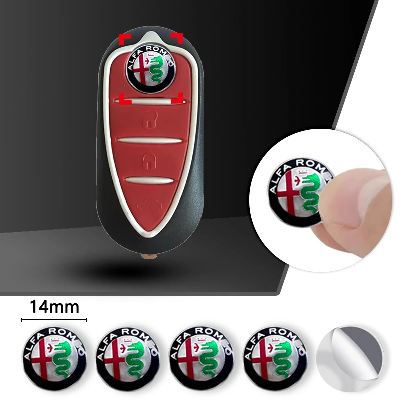 5/10PCS 14mm Car Key Shell Sticker Car Key Remote Fob Decal Auto Parts For Alfa Romeo Sportiva 156 Stelvio Giulia Giulietta