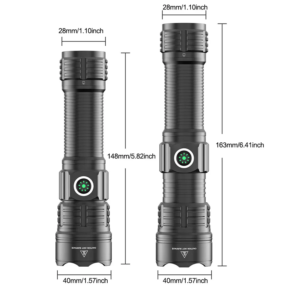 LED Tactical Hunting Flashlight White Zoomable Flashlight 2000LM Long-Range Laser Hiking Torch TYPE-C Rechargeable Remote Switch
