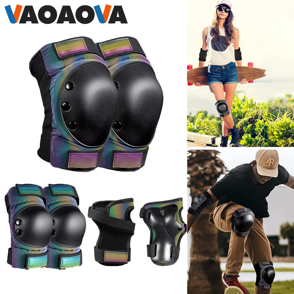 6Pcs Kids Youth Sports Protective Gear Set Knee Elbow Wrist Pads for Roller Skates Cycling Bike Skateboard Inline Riding