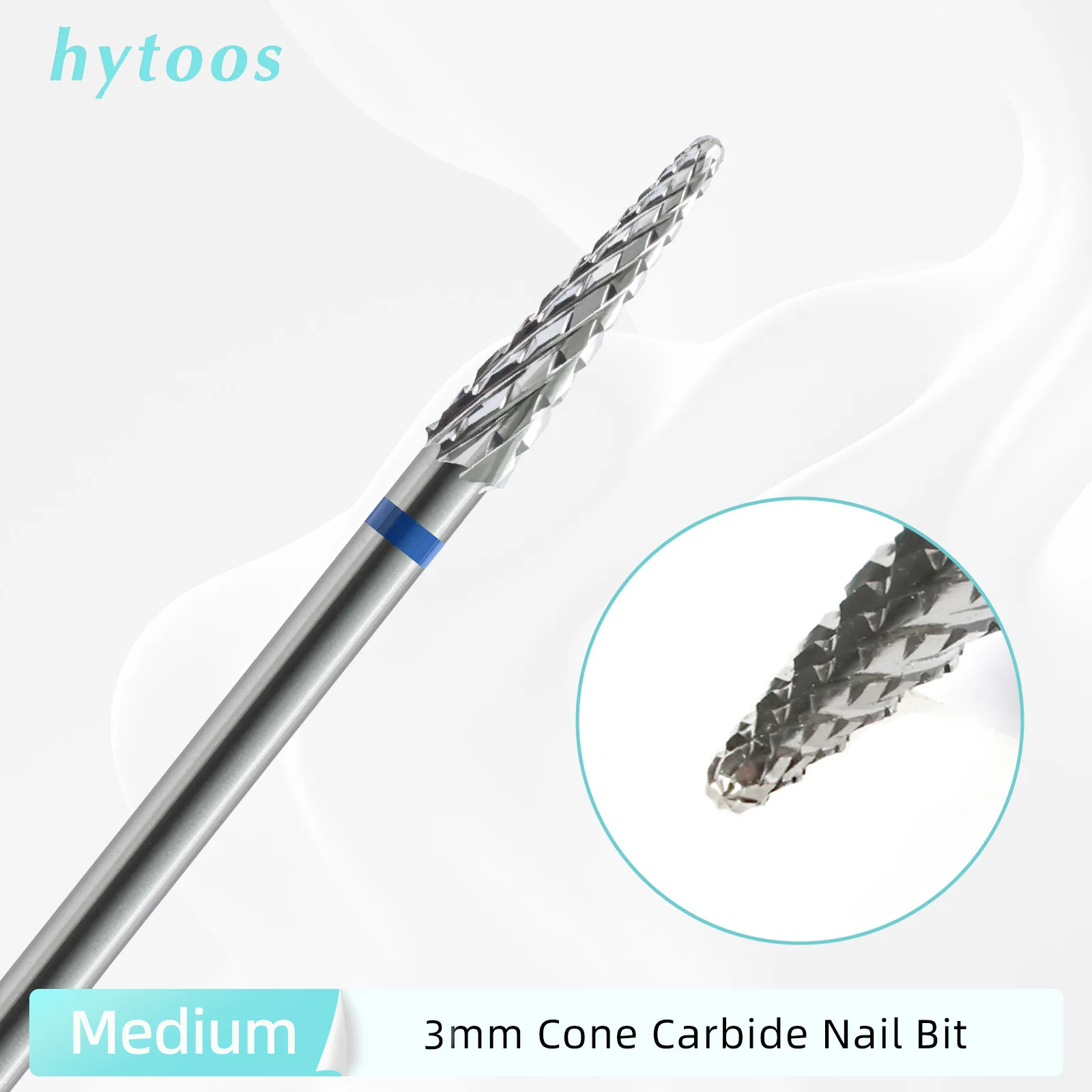 HYTOOS Cone Nail Drill Bits Safety Conical Carbide Cuticle Nail Bit Electric Gel Polish Removal Manicure Drills Accessories Tool