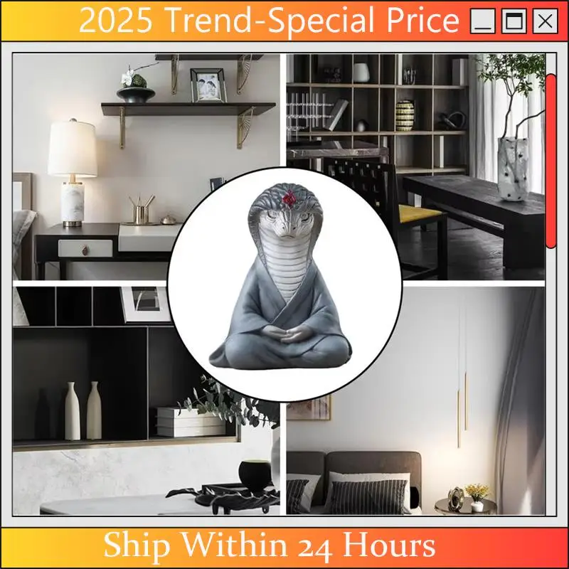

AA64 2025 Year Of The Snake Ornament Resin Sitting Meditating Snake Car Figurines Sculpture Succulent Bonsai Decorations