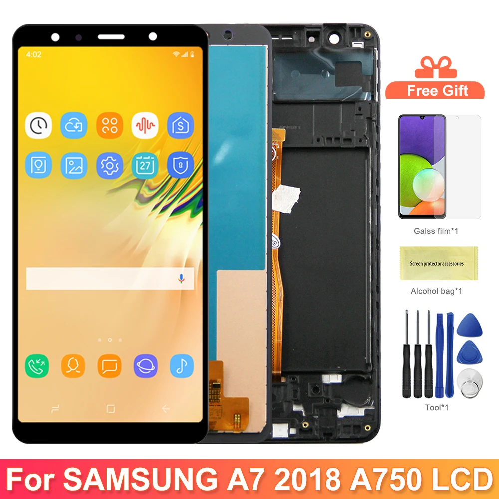 A750 A750F A750FN/DS Display Screen for Samsung Galaxy A7 2018 Lcd Display Digital Touch Screen Assembly Replacement With Frame