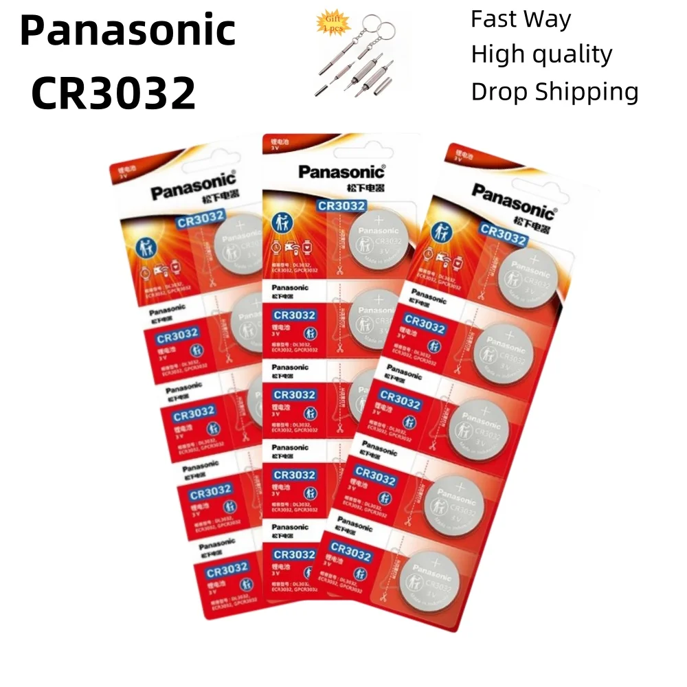 Panasonic CR3032 Button Battery 3V Access Card Suitable for High-voltage Test Pen Touareg Car Key Remote Control