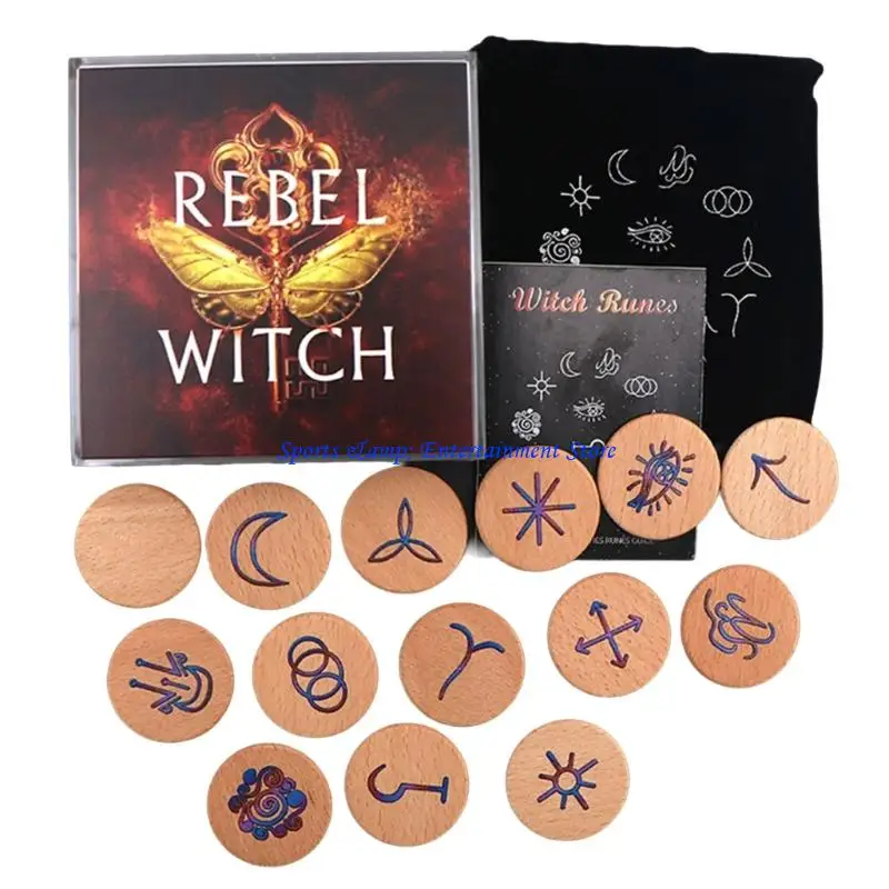 

G7NF Деревянные руны, камень с инструкцией и сумкой для хранения, рунические знаки, резные деревянные руны, набор символов, для