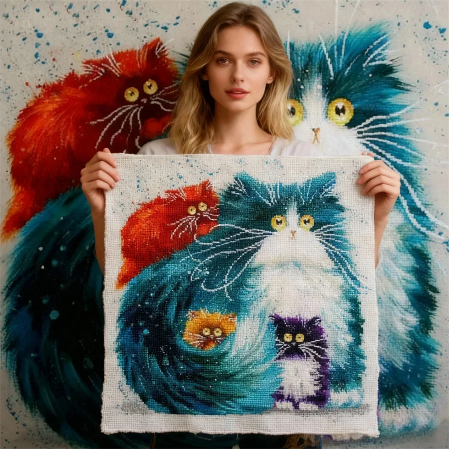 

2026 New style cat cross stitch kit count printed canvas stitches embroidery DIY handmade needlework Home Decor Walls Art