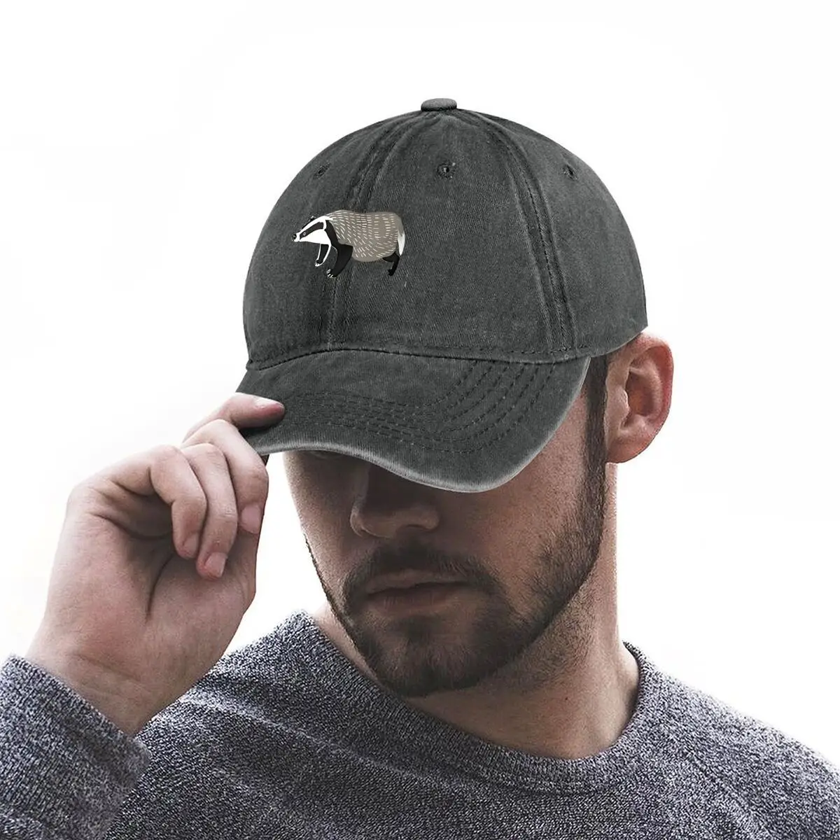 1pc Washed Retro Honey Badger Printted Baseball Hats for Women Men,outdooor Adjustable Snapback Dad Cap for Daily Wear Tralve
