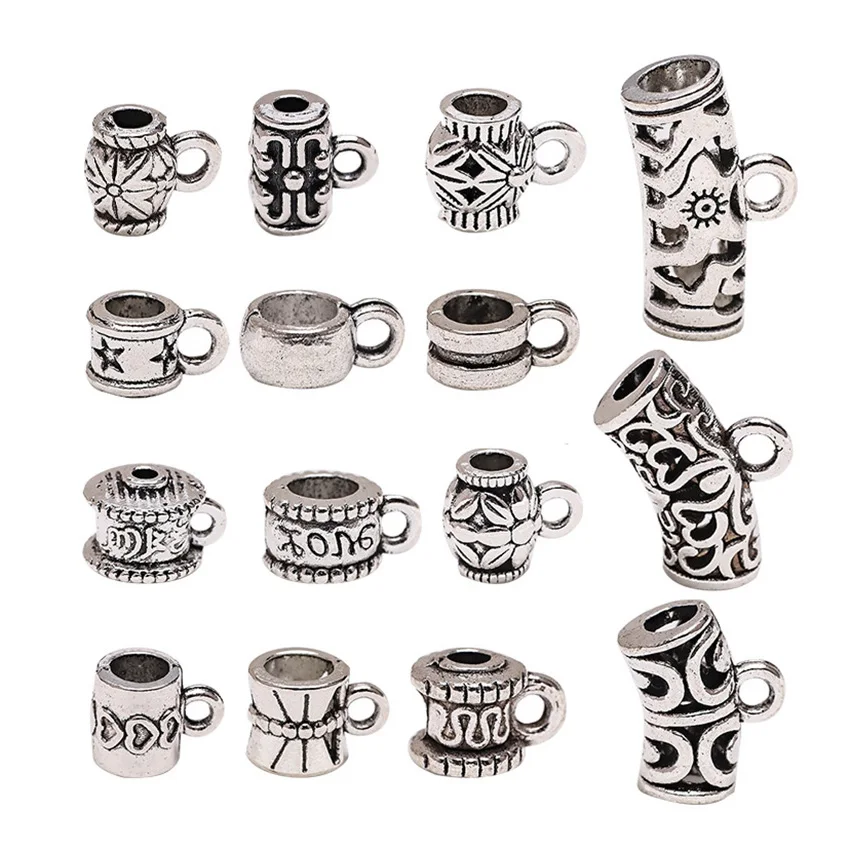 20pcs Tibetan Silver Color Metal Loose Bails Pendants Spacer Beads Connectors Wholesale Lot For Bracelet Necklace Jewelry Making