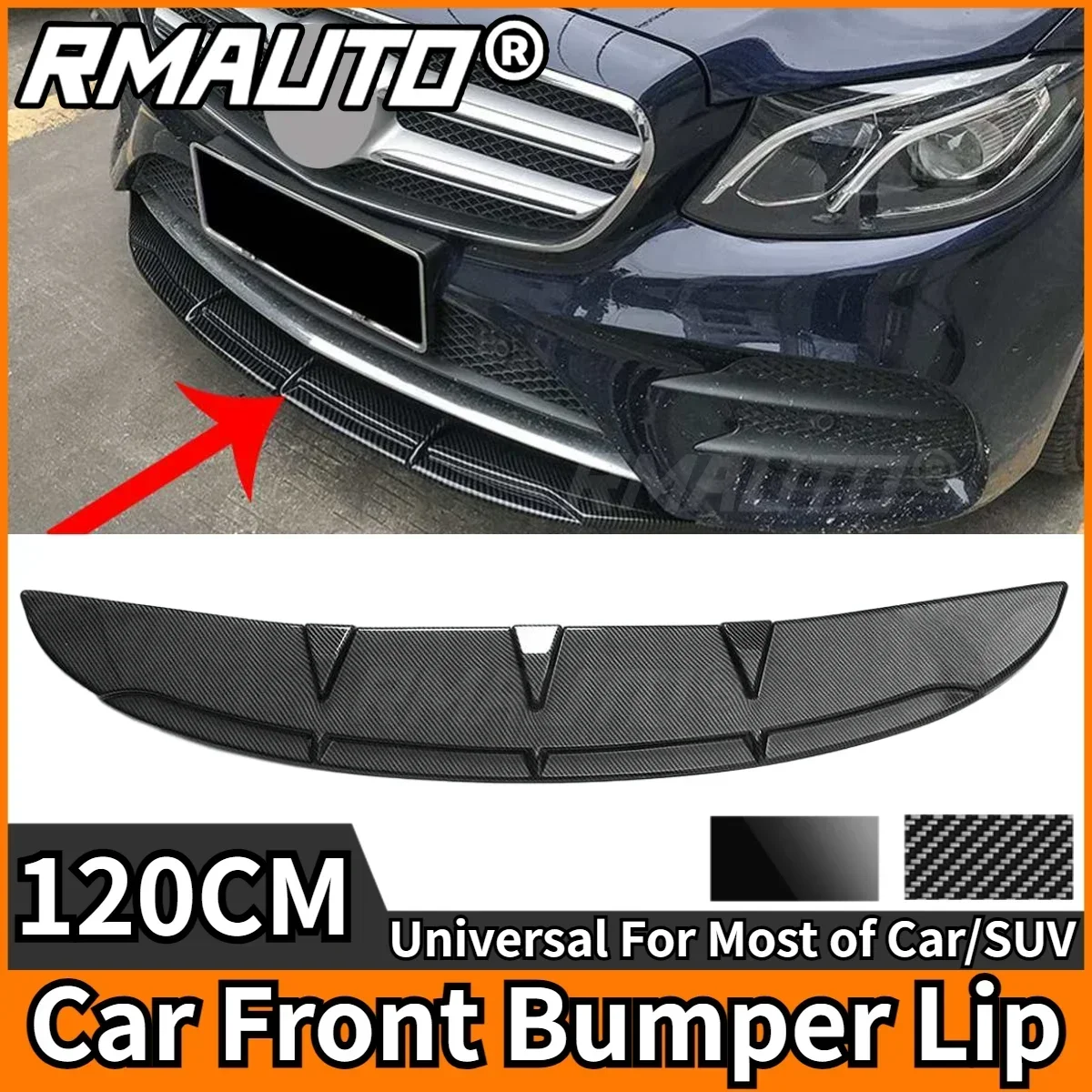 120CM Universal Front Bumper Lip Splitter Spoiler Bumper Guard Diffuser Body Kit For Benz For BMW For Honda For KIA For Toyota