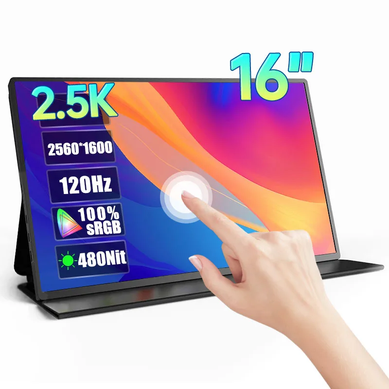 

16 Inch 2.5K 120Hz Touchscreen Portable Monitor 2560*1600 100%sRGB Game Display IPS Screen For Laptop PC Phone Xbox PS4/5 Switch