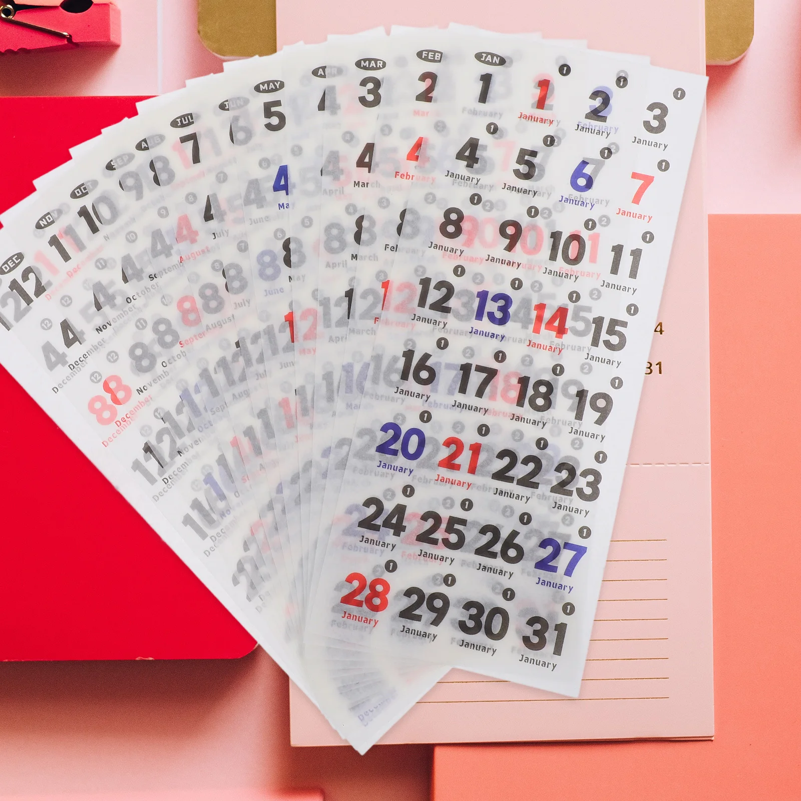 1Set Calendar Date Stickers Number Planner Accessories Daily Mini Colored Day Monthly Planner Stickers for Journals Notebooks