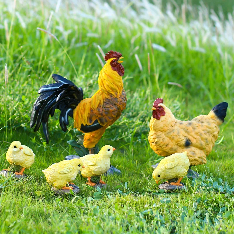 

Simulation Chicken Model Enviromental Protection Resin Yard Ornaments Rooster Hen Chicken Craft Home Garden Decoration Gift P100