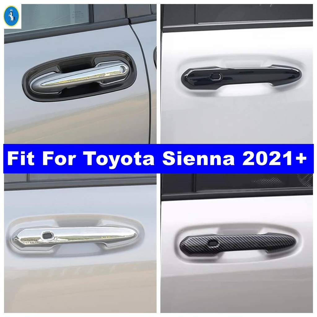 

Car Door Handle Bowl Decor Protection Cover Trim Chrome / Black / Carbon Fiber Accessories For Toyota Sienna XL40 2021 2022 2023