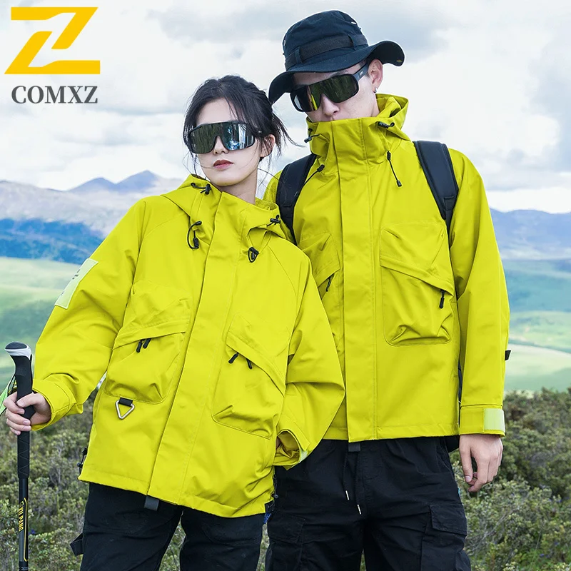 

Couples Charge Jacket Autumn New Outdoor Windproof Waterproof Breathable Hooded Jacket Casual Versatile Camp Hiking Zipper Coat