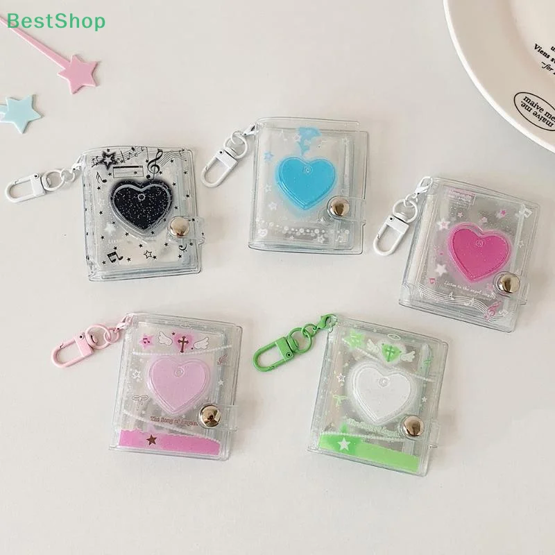 

INS стиль 12 карманов прозрачный ПВХ блестящий блокнот для хранения маленький буклет для карточек брелок переплет именная карточка держатель для фотокарт