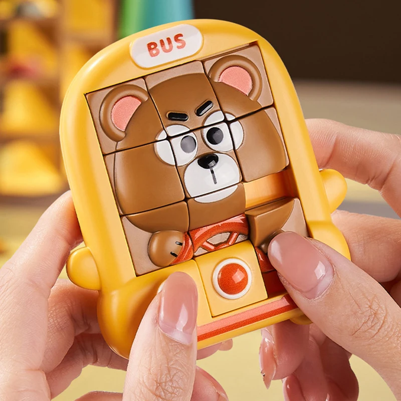Kinder-Cartoon-Tier-Rutschpuzzle Spielzeug Logisches Denken Training Herausforderungen Intellektuelle 3D-Puzzles Sensorisches Spiel Reisespielzeug