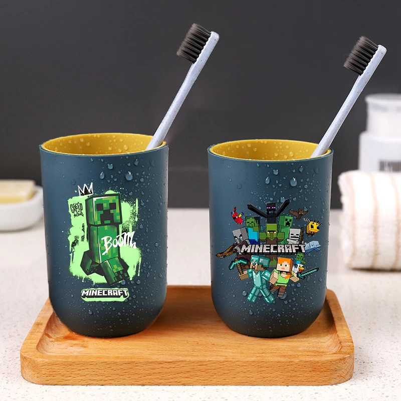 

Pixel Game man Water Cup Minecrafted Toothbrush Cup male Mouthwash Cups anime Cartoon Rinse Cups Toothpaste Bottle birthday Gift