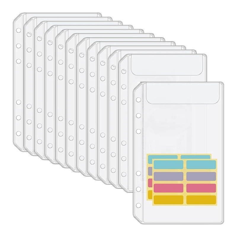 

A6 Binder Pockets 12PCS No Zipper Envelopes For Budgeting,6-Hole Zipperless Binder Pouches Envelope For A6 6-Ring Binder-HDL