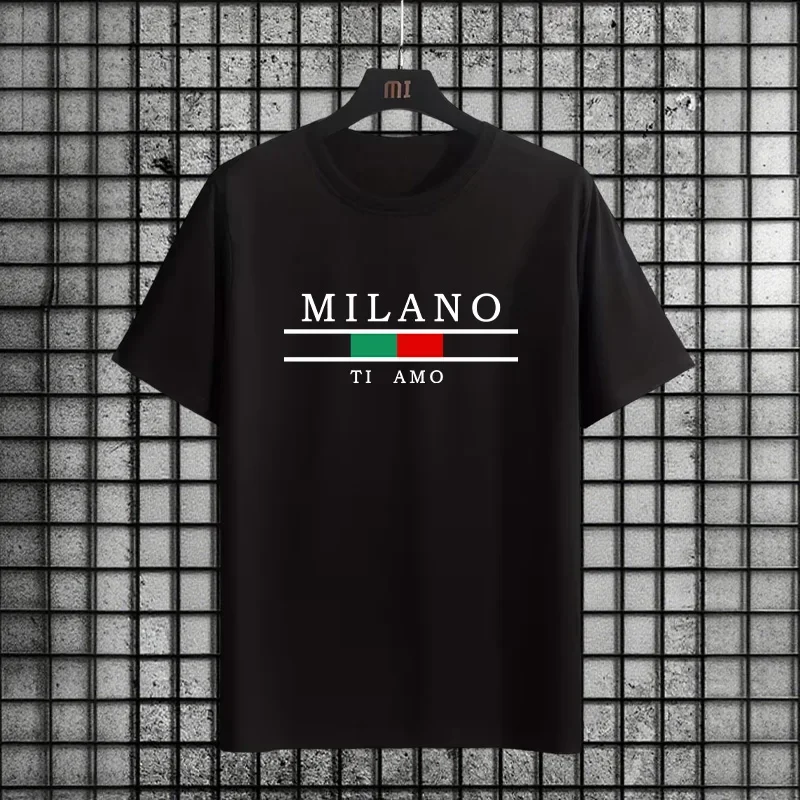 إيطاليا تي شيرت مطبوع للرجال الصيف اليومية عادية موضة س الرقبة قصيرة الأكمام المنزل في الهواء الطلق الراحة لينة القطن تيز ملابس رجالية #1