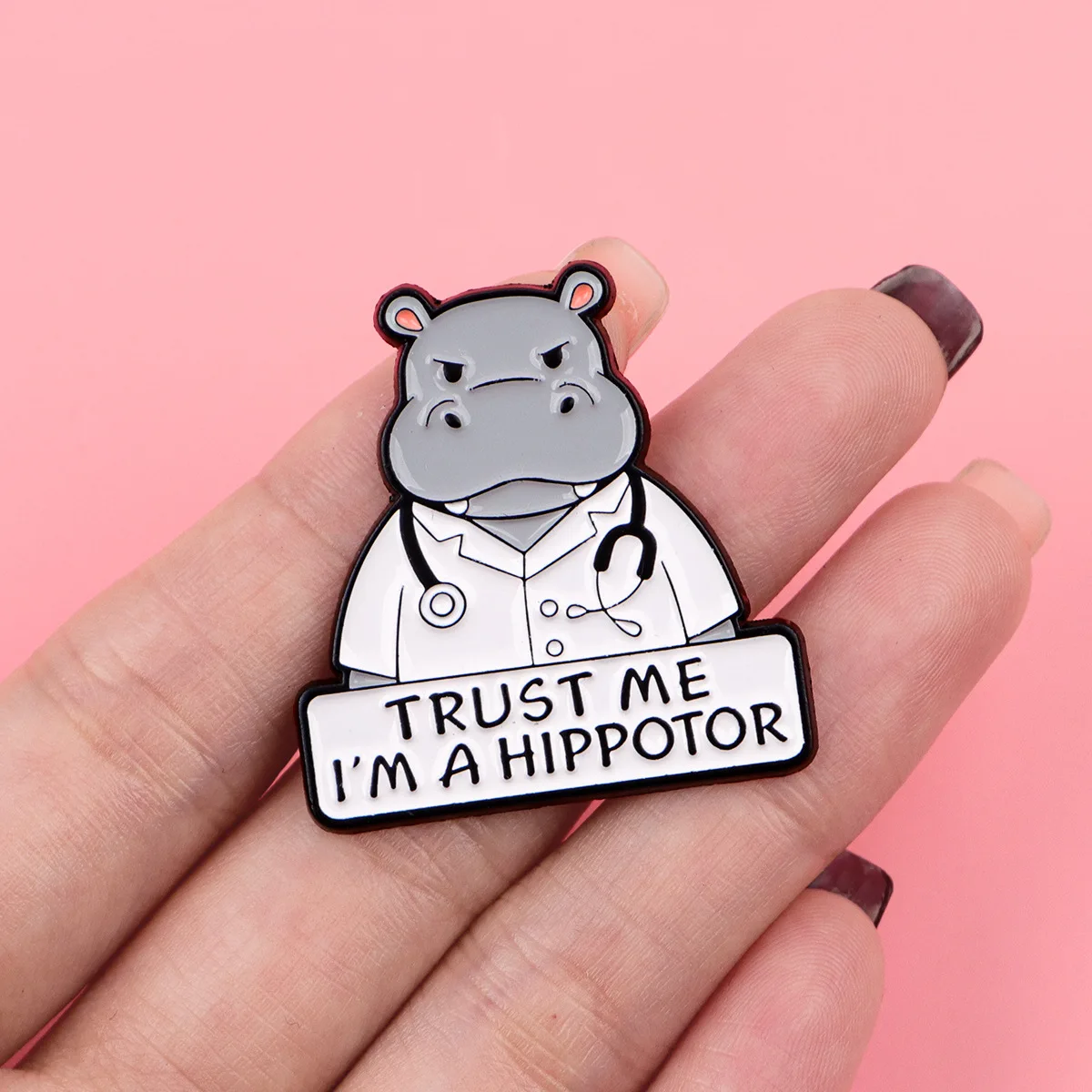 Funny black and white cat brooch, cat dad, cat mom, fun text brooch, cat lover's personality, metal accessory badge+H0