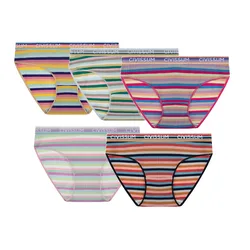 2PCS/Set Women Plus Size Cotton Panties M-4XL Sexy Underwear Colorful Rainbow Striped Comfort Lingerie Girls Cute Briefs 608