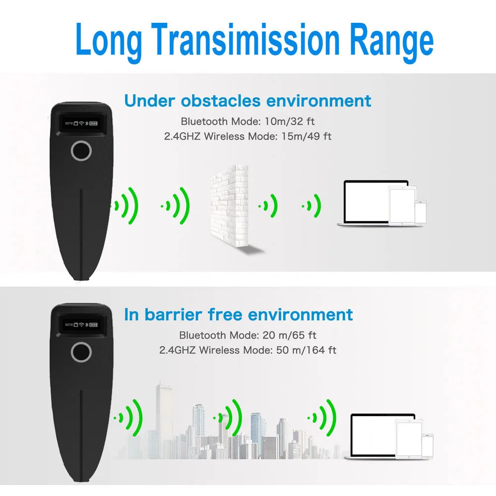 Imagem -06 - Barcode Scanner sem Fio 1d 2d Scanner de Código qr Usb Bluetooth Mini Leitor qr Bolso Ios Android Windows para Pagamento Móvel