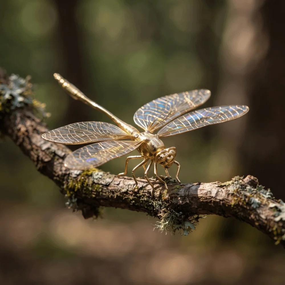 Simulation Insect Dragonfly Ornament Antique-Style Miniature Dragonfly Figure Alloy Handmade Dragonfly Tea Pet Bogu Frame