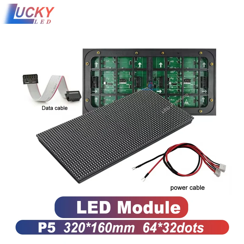 P5 Outdoor Waterproof Full Color Led Display 64x32 Pixel 320x160mm Panel 1/8 Scan SMD 2727 RGB P5 Led Module Video Wall HD Panel