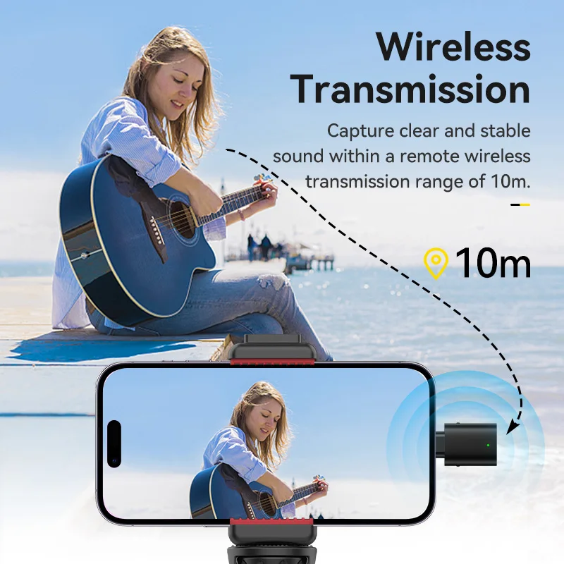 Ulanzi WM-10 Wireless Clip-on Microphone Smartphone Mic for iPhone Android Noise Reduction Microphone