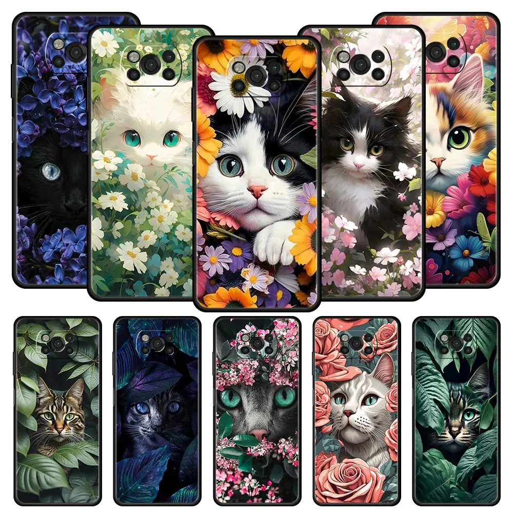 Cute Detection cat Phone Case For For Xiaomi Poco X6 X5 Pro X4 X3 NFC F5 Pro F4 F3 GT M5 M4 Pro 5G M3 C51 C50 C55 Soft Cover