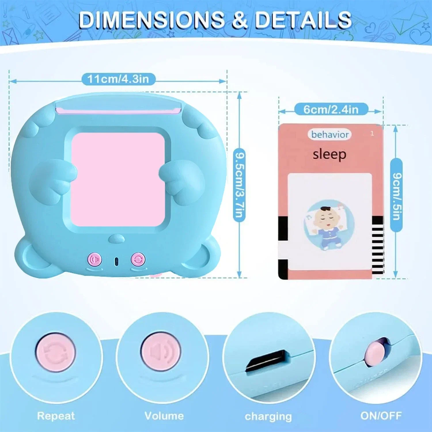 Education Toys Sight Words Games Study Talking Flash Cards  Learning English Machine Electronic Book Set for Kid Christmas Gifts