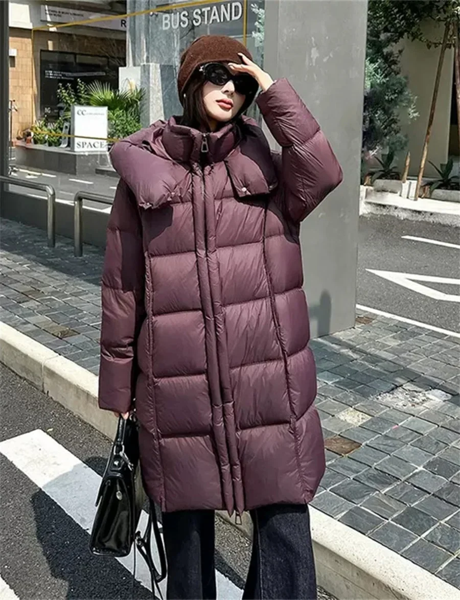 2025 moda de invierno nueva chaqueta de plumón para mujer sudadera con capucha cálida para ir al trabajo a prueba de viento plumón de pato blanco Overcomes