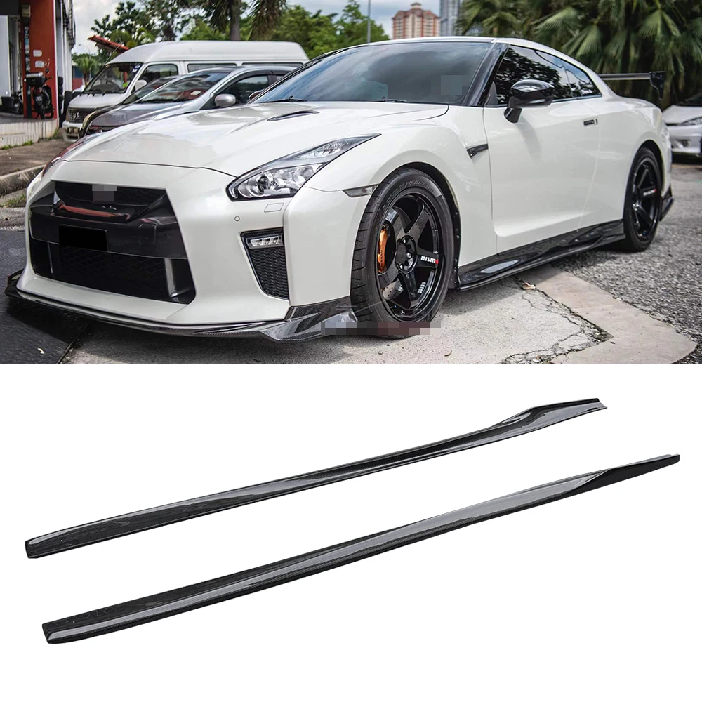 

VRS Style Carbon Fiber Side Skirts Extension Lip Apron For Nissan GTR R35 2017 Up Auto Tuning