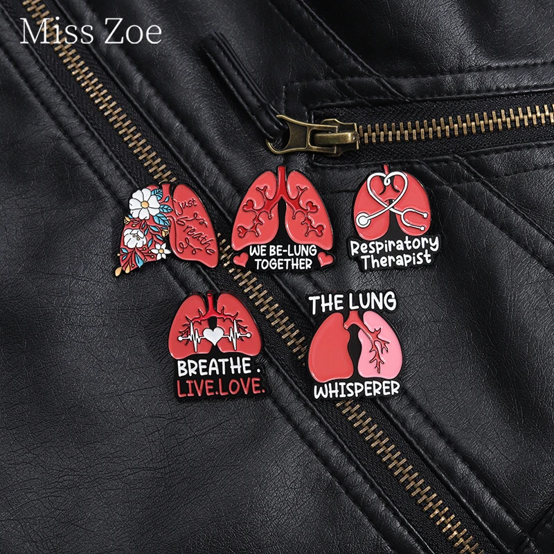 Respiratory Therapist Enamel Pin We Be-Lung Organ Together Breathe Live Love Brooch Lapel Backpack Badge Jewelry Accessories