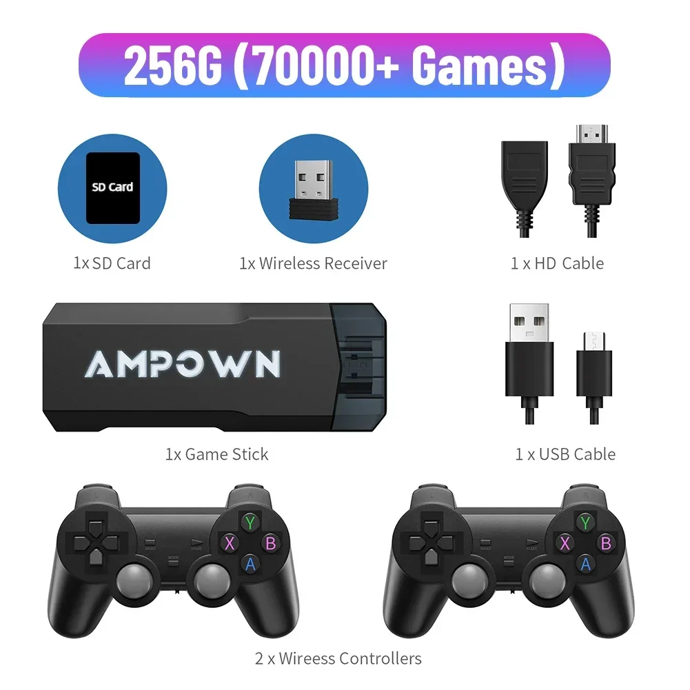 OWLLON GD20 Game Console 4K 60fps HDMI Low Latency Output GD10 Ultra GD20 TV Game Stick Portable Retro Console Built-in 70K Game