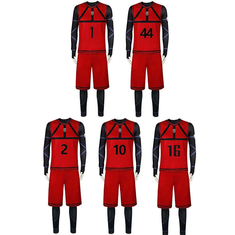 Anime Blue Lock Cosplay Itoshi Rin Chigiri Hyoma Aryu Jyubei Mikage Reo Bachira Meguru Cosplay disfraz Jersey rojo mono conjunto