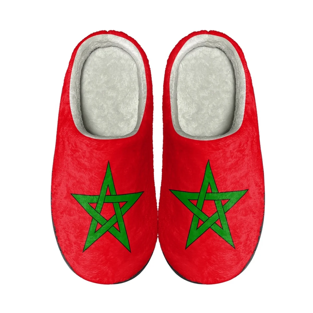 Fashion Morocco Flag Design Women Indoor Slippers Winter Home Flat Shoes Slides for Bedroom Comfortable Non-slip Couple Footwear