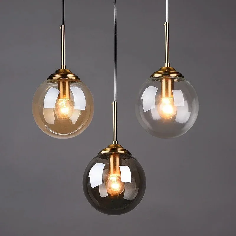 

Modern Luxury Metal Chandelier Nordic Creative LED Glass Pendant Lamp Dining Living Room Bedside Simple Small Hanging Lamp