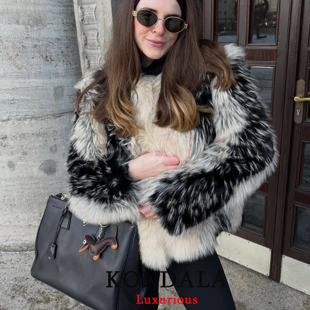 

KONDALA Elegant Como Fur Coats Women Long Sleeve O Neck Buttons Jackets Fashion 2026 Spring Winter Streetwear Female Outwears