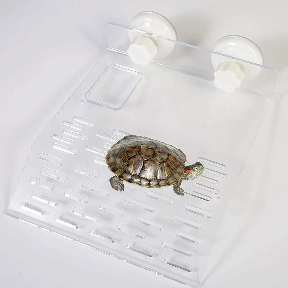 

1Pcs Acrylic Turtle Terrace Suction Cups Wide Flat Surface Sunbathing Resting Reptiles Climbing Platform Turtle Terrace